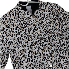 Chico's Reversible Linen Jacket Womens 0 US 4/6 Leopard Print Fall Casual