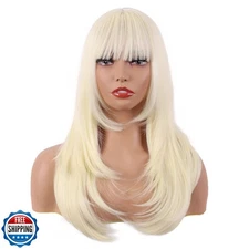 MapofBeauty 24 Inch/60 cm Long Straight Layered with Bangs Synthetic Hair Sho
