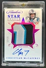2018 Flawless Christian McCaffrey Star Swatch Signatures Patch Ruby Auto #/15