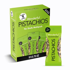 Wonderful Pistachios No Shells Roasted Salted, 0.75 oz Pack of 9