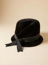 Vintage Black Velour Avant Guard Fedora Hat Peachbloom Velour Hat 1960s