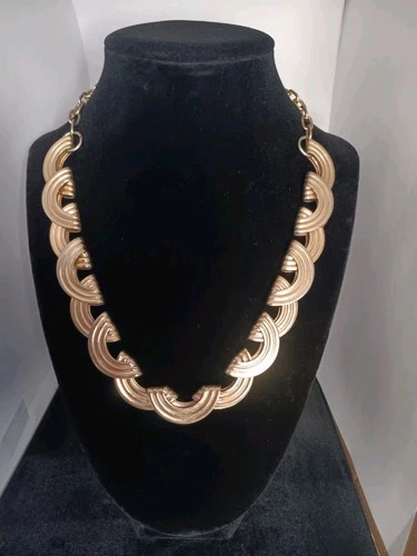 Vintage Gold-Tone Statement Necklace | Art Deco Style |  Retro Costume Jewelry