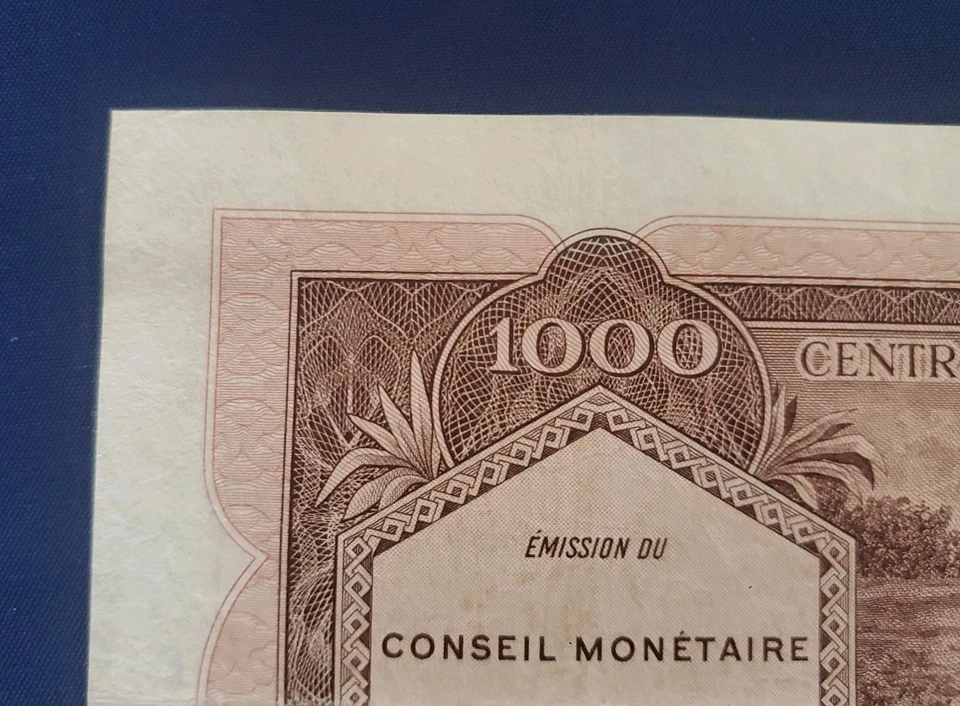 1962 Congo Belga Ruanda-Urundi Banco Central 1000 francos P-2a estado EF - Imagem 3 de 4