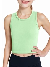 Haloumoning Girls Tank Tops Kids Athletic Ribbed Knit 13-14 Years, Mint