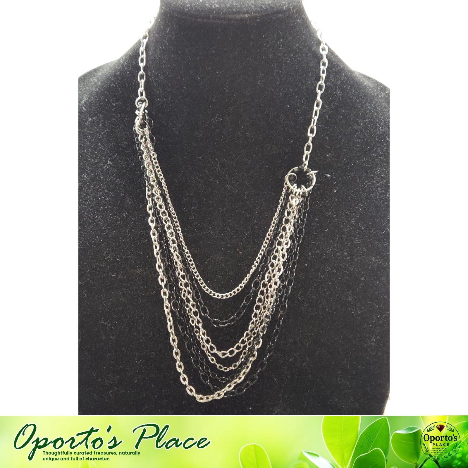 Adjustable Gothic Style Necklace  Multi-Chain Two… - image 1