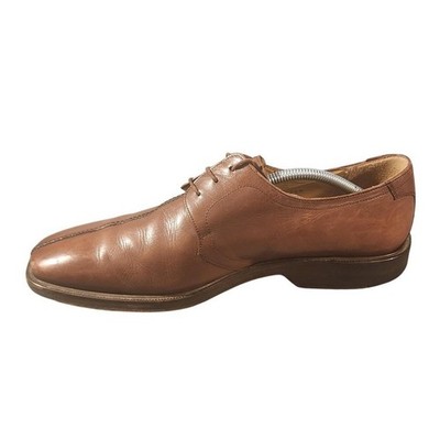 Mezlan Slesse Custom Brown Leather Derby Dress Shoes Mens 12 Split Toe Spain Mezlan Fratello Cognac Pebbled Leather Apron Toe Derby Dress  main image 2