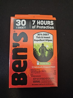 #ad Ben#x27;s Tick amp; Insect Repellent 30% Deet Camping Survival Wipes 12 Per Package $9.99
