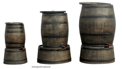 YERD Wasser Tank Regen Tonne Set Wein Fass 120 Liter incl. Untergestell Sockel - Bild 3 von 11