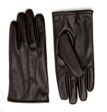 Men's Brown Faux Leather Classic Driving Gloves Lightweight Stretchy Comfortable
