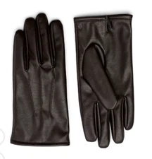 Men's Brown Faux Leather Classic Driving Gloves Lightweight Stretchy Comfortable