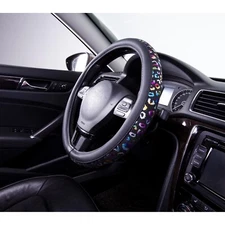Auto Drive 1PC Steering Wheel Cover FITS MOST VEHICLES Rainbow Leopard UNIVERSAL