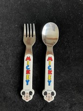 Vintage Mickey Mouse Child Stainless Fork  Spoon Disney set cutlery flatware