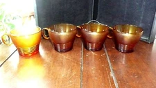 9 vtg duralex France amber beehive glasses 4 - 8oz coffee cups 5 - 4oz juice 