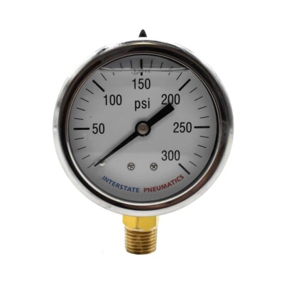 #ad Oil Filled Pressure Gauge 300 PSI 2 1 2quot; Dial 1 4quot; NPT Bottom Mount G7022 300 $14.26