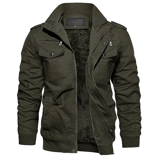 Men's Winter Thermal Fleece Lined Bomber Jacket Outdoor Hiking Casual Work Coats image 9
