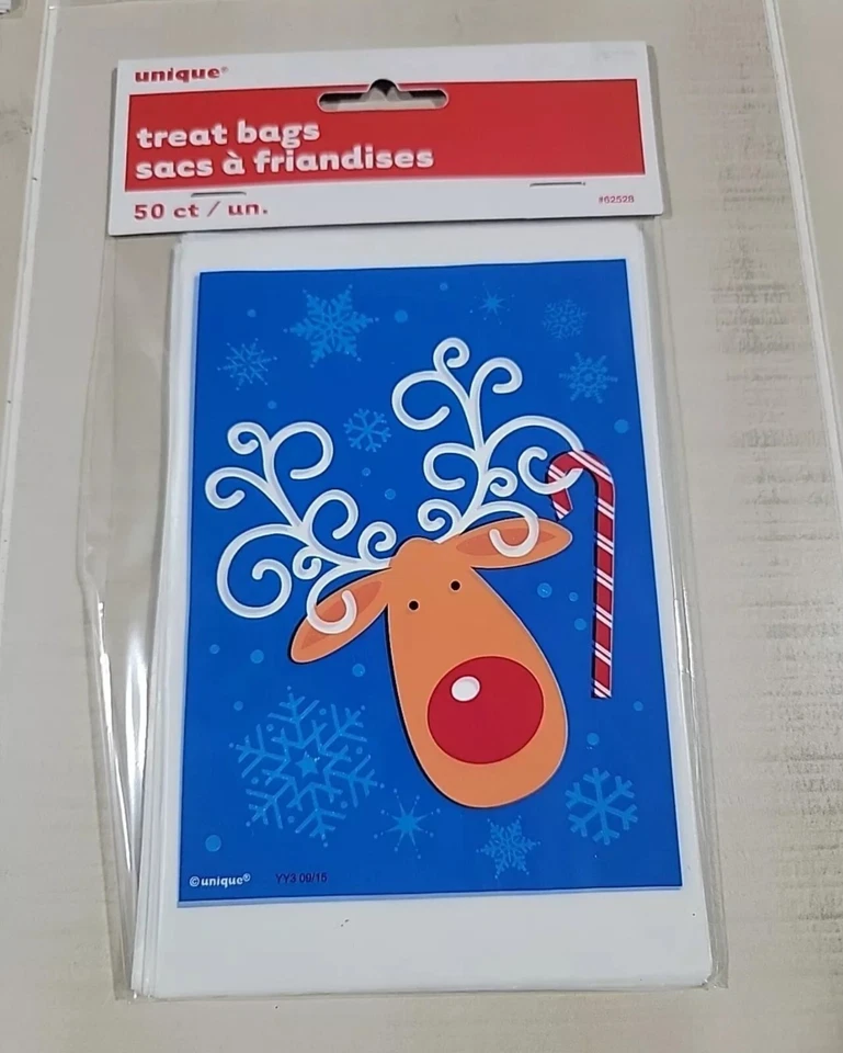 500 mini bolsas de golosinas dulces/galletas - suministros de fiesta de renos 4" x 6" Navidad Foto 4 de 4
