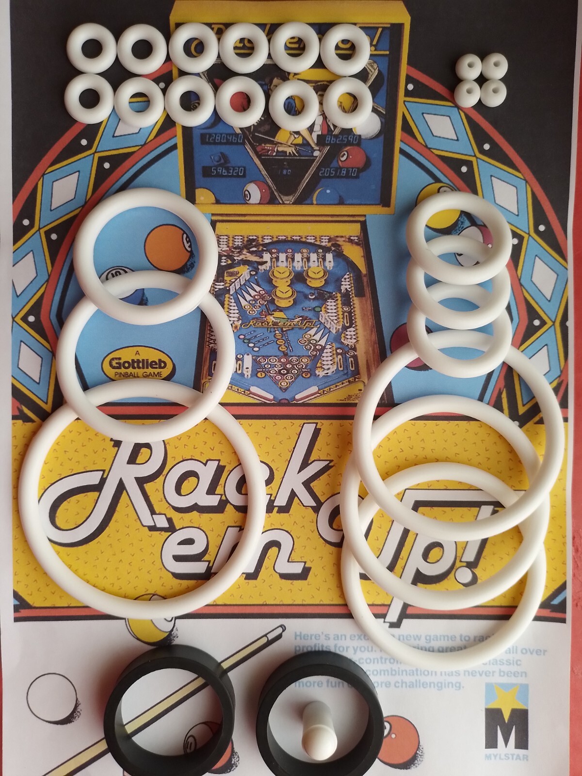 Kit élastiques & Doigt Batteur Jaune Pour Flipper Gottlieb Rack'Em Up – Pièces Pinball