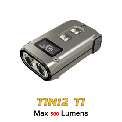 NiteCore TINI2 Ti Titanium Alloy 550 Lumens USB-C Rechargeable Keychain  Light