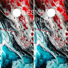 Red blue Epoxy Splash Cornhole Wrap Bag Toss Skin Decal Sticker