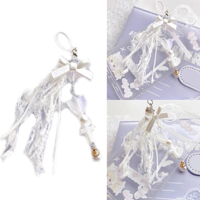 Personalized Keychain with Handmade Bowknot Heart Charm Beaded