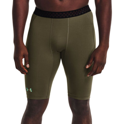 Under Armour UA Rush Celliant Mens Dark Green Long Training Compression Shorts - Picture 1 of 4
