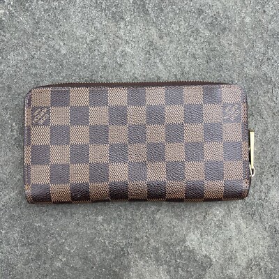 Louis Vuitton Damier Ebene Zippy Zip Around Long Wallet Brown