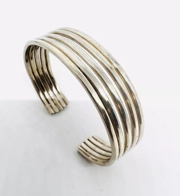 ANTON MICHELSEN Denmark Sterling Silver Cuff Bracelet 38g Signed Vintage Jewelry