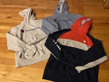 Lot Of 3 Champion Boys Size Large Authentic Hoodie Pullover Sweatshirt Excellent