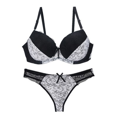 Women Underwire Push Up Bra and Panties Set Lace Sexy Underwear