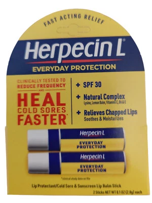 TWO PACK Herpecin L Cold Sores Sun Fever Blisters Chapped Lips Balm SPF 30 2.8g