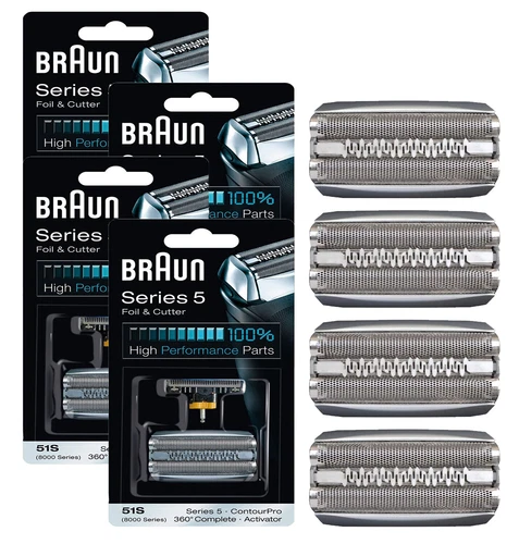 4Pack 51S Replacement Foil & Blade Cartridges for Braun Series 5 Electric Shaver - Picture 2 of 12