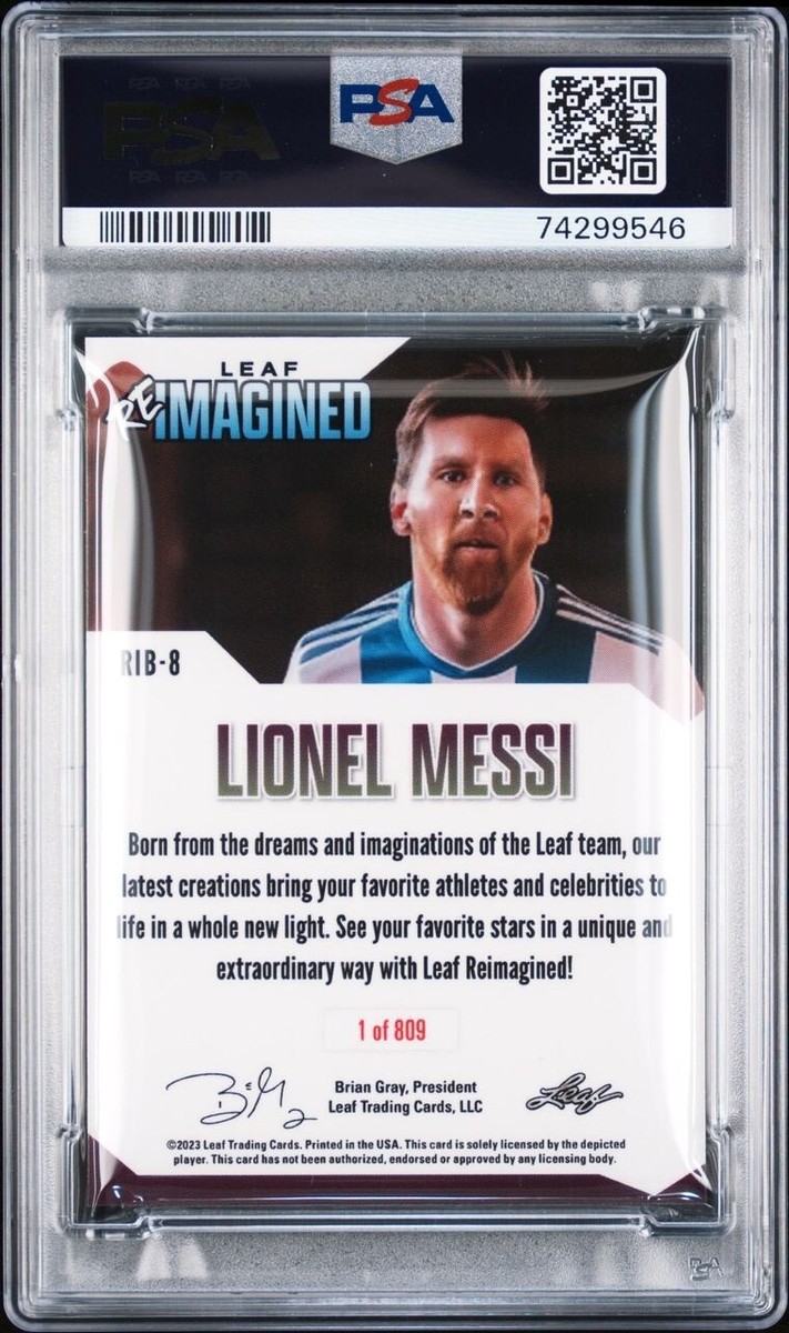 PSA 10 Lionel Messi 2023 Leaf Reimagined #RIB8 “Trophy” /809 Non 