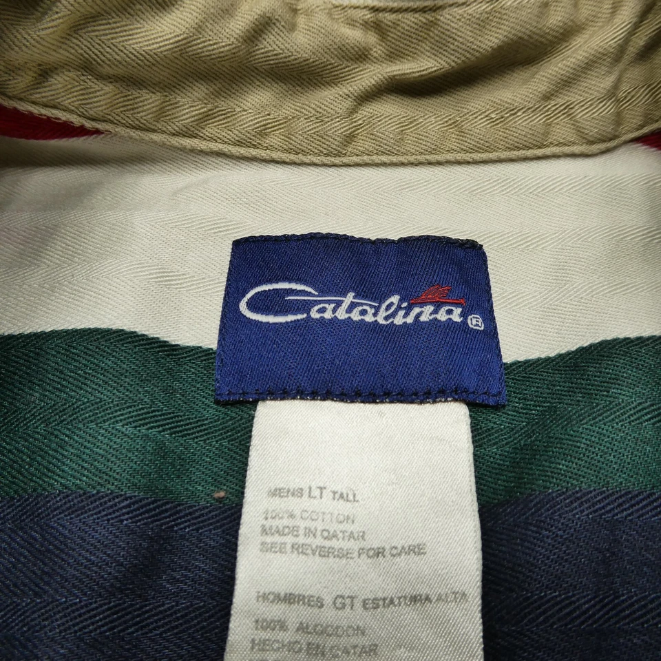 Camisa Catalina DE COLECCIÓN Adulto LT Grande Alta Rayas Algodón Abotonada Náutica Hombres Foto 3 de 4