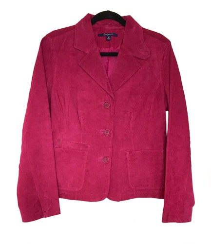 Suede Leather Jacket Blazer Berry 