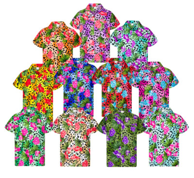 King Kameha Hawaiihemd Leopard Flowers Hawaiian Shirt Multi Kurzarm Front-Tasche