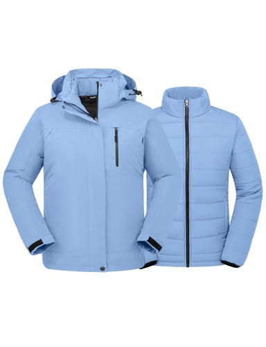 Wantdo Women's 3 in 1 Plus Size Snowboarding Jacket Waterproof Ski Jacket Hooded - Picture 32 of 38