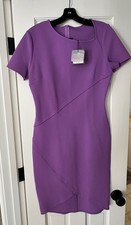 St John, NWT, Dk Orchid Sheath Dress sz 6 Tulip hemline orig 1,195 Gorgeous