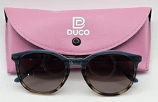Duco Sunglasses DC1230 C5 53-20 140 Brown Tortoise Blue Fade Round with Case