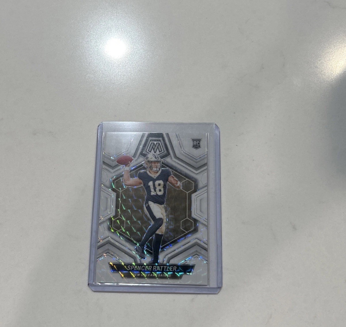 Spencer Rattler 2024 Panini Mosaic #393 White Mosaic Prizm /25 (RC) - SAINTS