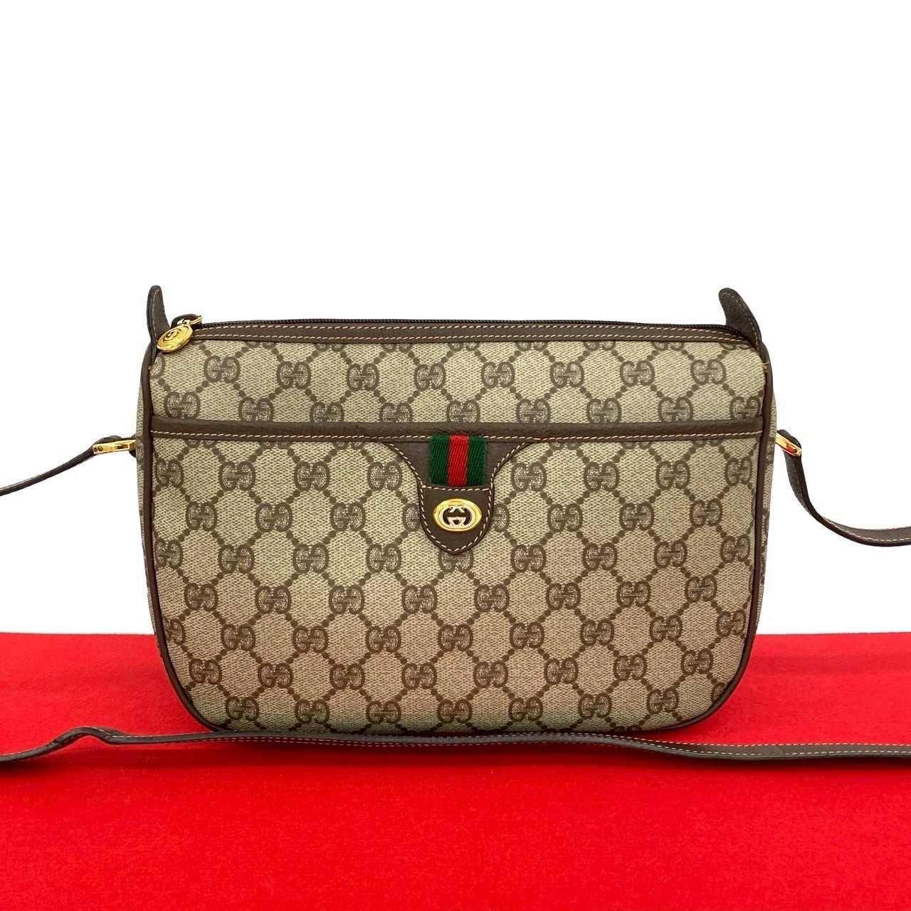 Vintage Gucci GG Logo Leather Shoulder Bag in Bronze for Women One Size 535592