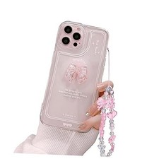 Ownest Compatible for Cute 3D Slim Clear iPhone 14 Pro Max Pink Bowknot