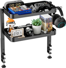 2-Tier Clamp on Desk Shelf, 16 Inch Adjustable above or under Desk Storage Shelv