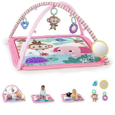 Floral Safari Baby Activity Gym Machine Washable Play Mat 4 Toys 32x32x18 inch