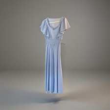 SHEIN Dress Women M Medium Light Baby Blue Midi V-Neck Short Sleeve Casual