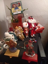 Vintage Christmas  lot Assortment  Santa Angel Porcelin Stocking Hanger Bracelet