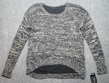 Cartise Sweater Womens XL Sequin Knit Chiffon Bow Back Party Pullover New