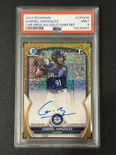 Gabriel Gonzlez 2023 Bowman Chrome 1st Auto Gold Shimmer /50 PSA 9 Mariners