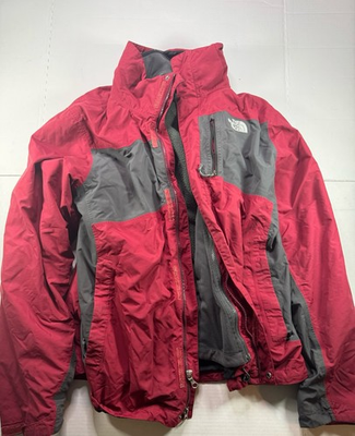 #ad The North Face Men’s Jacket L Regular Red Gray Colorblock Full Zip double layer $25.00