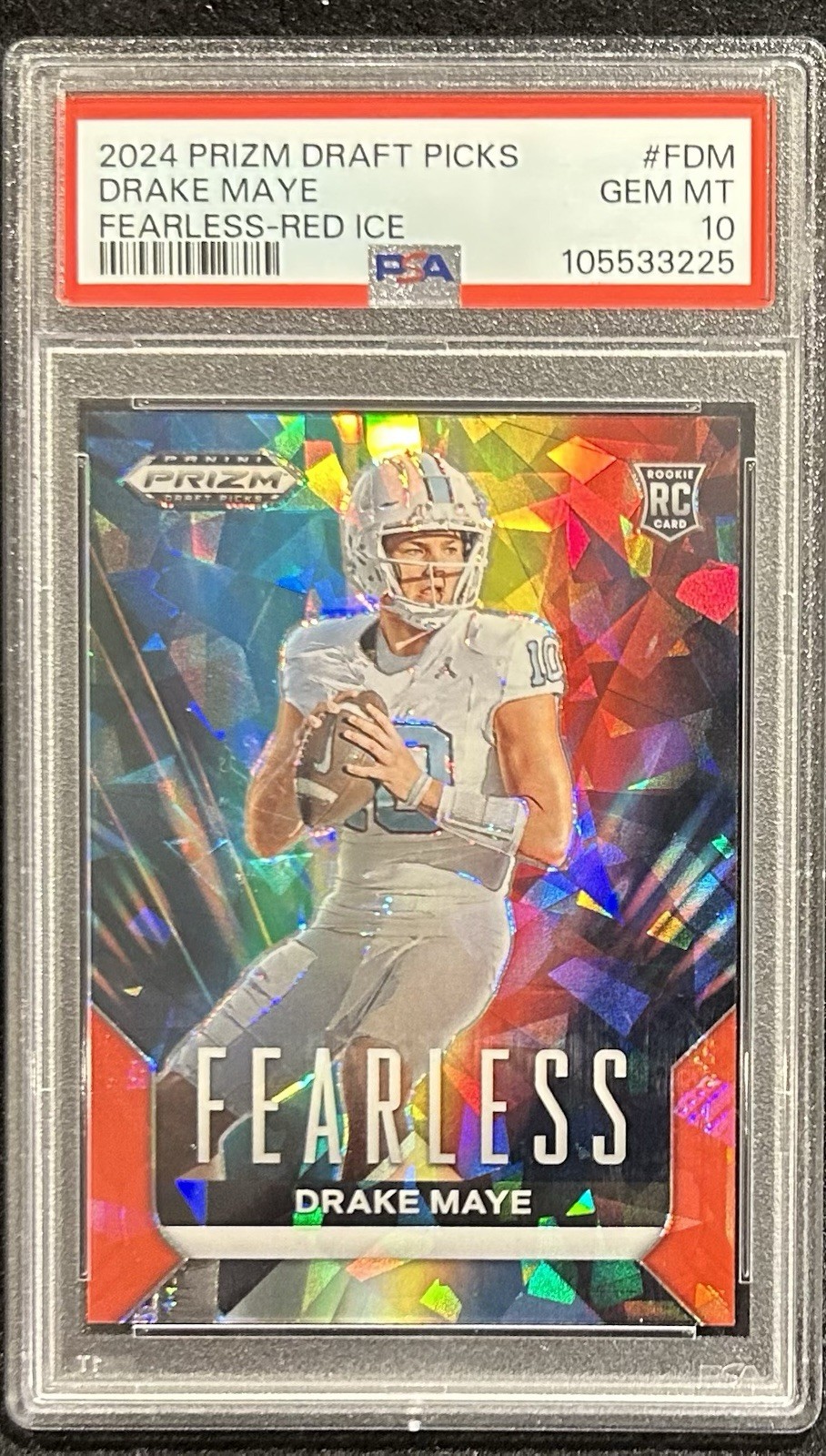 2024 Prizm Draft Picks Fearless Drake Maye #F-DM Red Ice Prizm (RC) PSA 10
