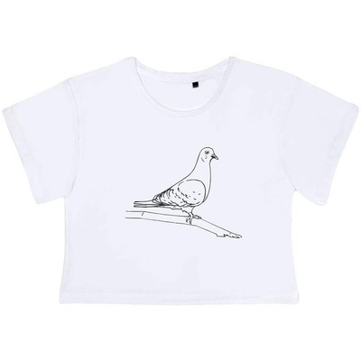 ''Pigeon on a Branch'' Damen Baumwoll Crop Tops (CO048046)